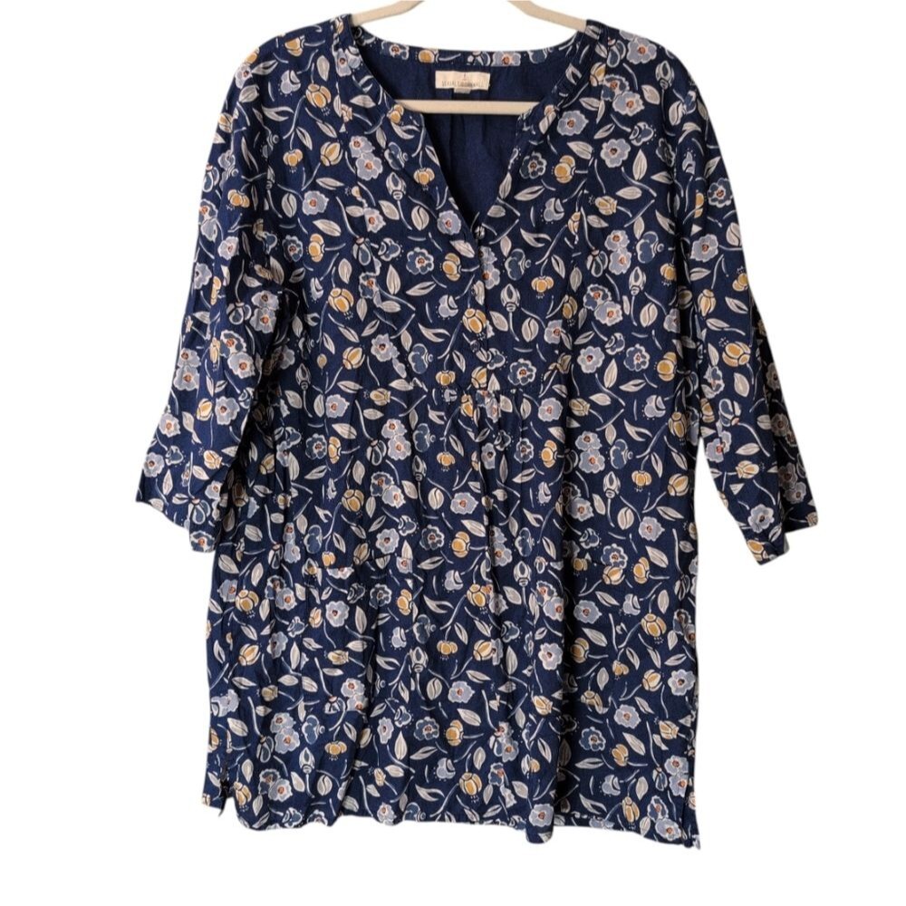 Seasalt Cornwall Aventurier Tunic Ceramic Blooms Yacht size 12 cotton voile